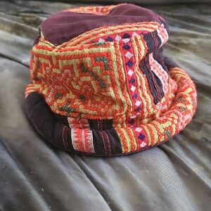 Colorful Embroidered Hat Vintage 80s Unisex